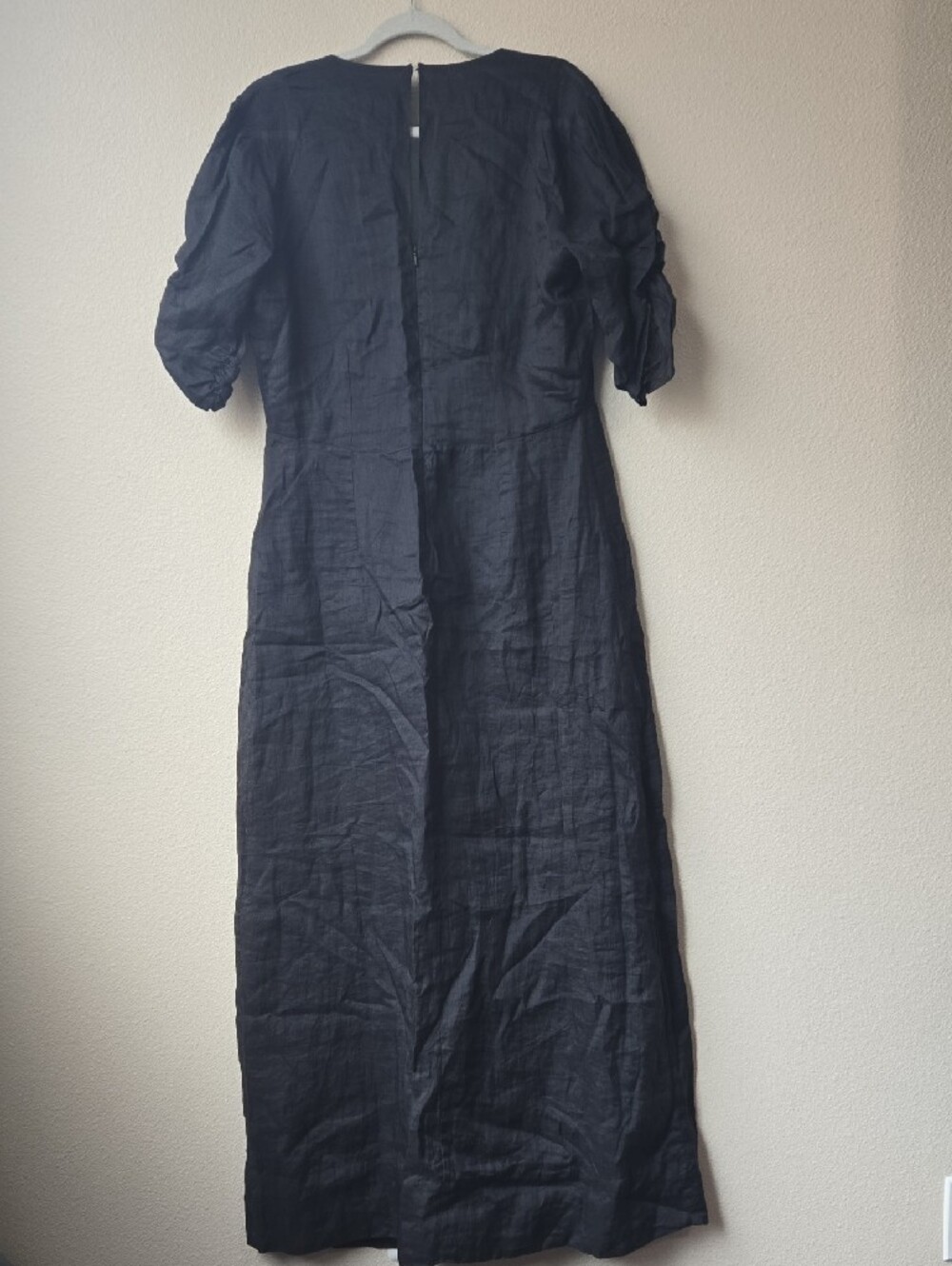 Frame Denim Black V-Neck Linen Maxi Dress - Picture 2 of 3